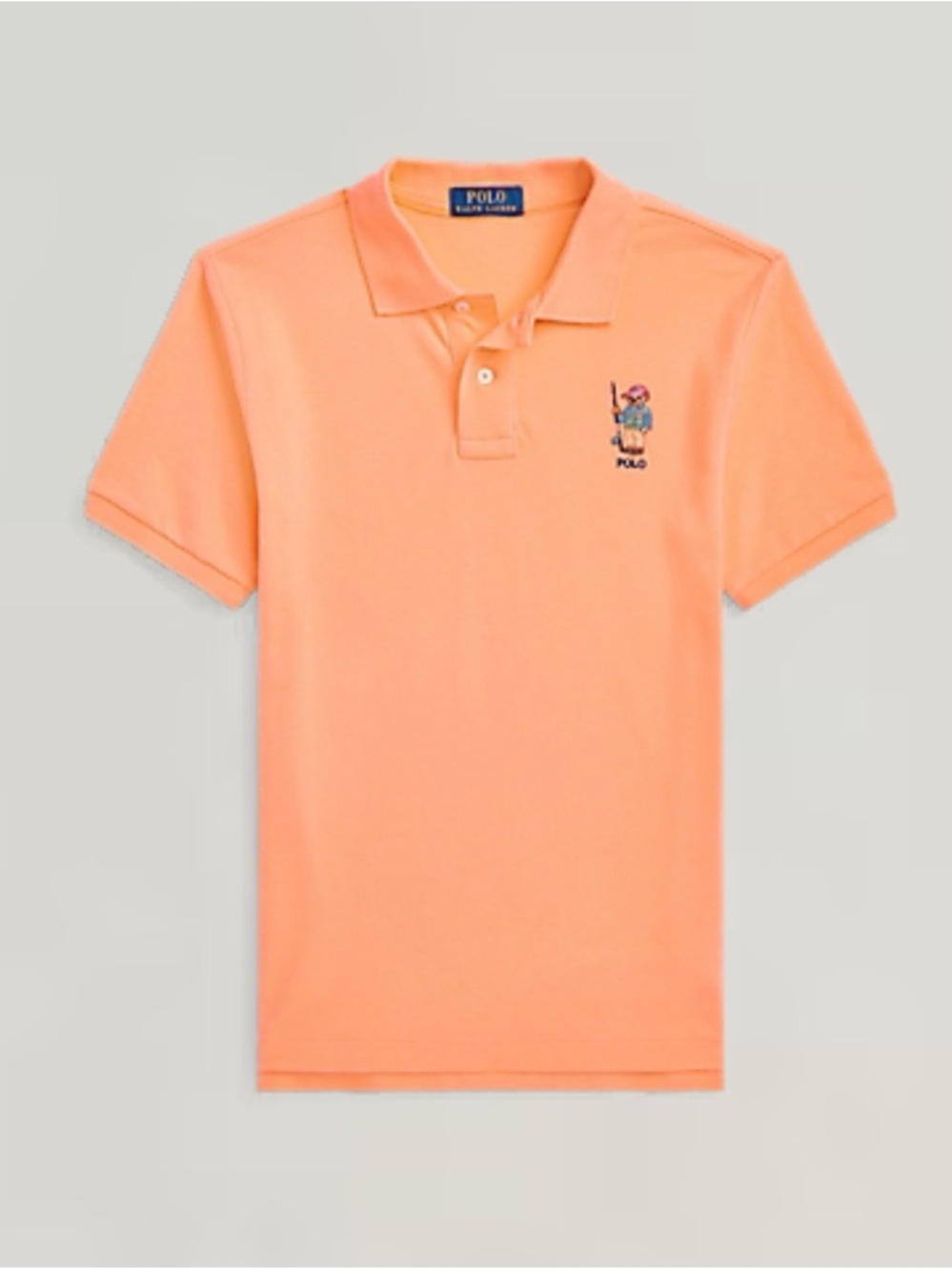 Polo Ralph Lauren Boys Orange Collared Bear Polo Shirt Size 10-12 Embroidered